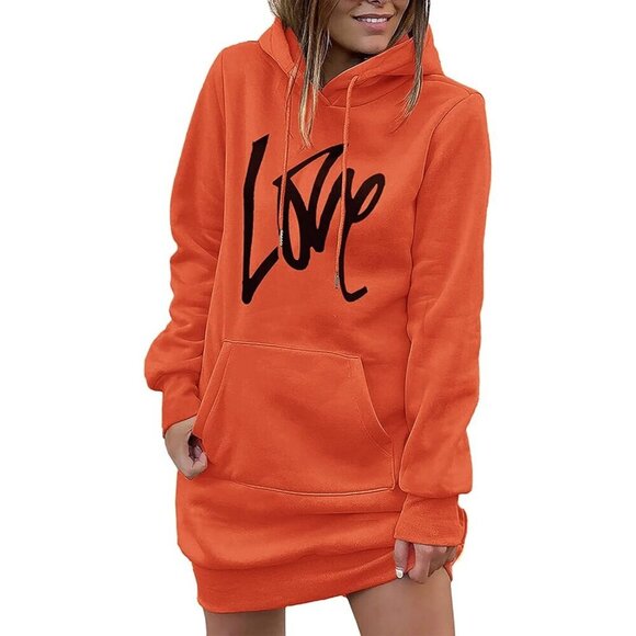 Dresses & Skirts - Women's Casual Hoodie Dress Lightweight Long Sleeve Pullover for Fall